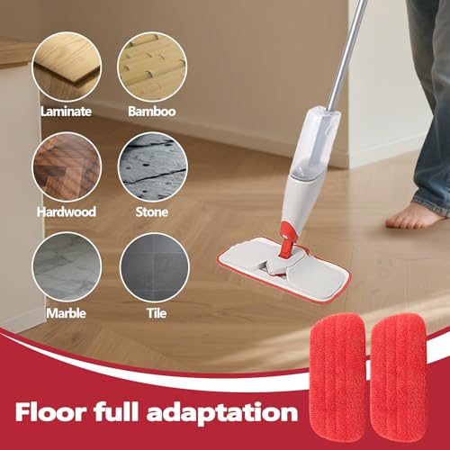 2 Pack Microfiber Reusable Mop Replacement Mop Refill Mop Pads Suitable for OXO Good Grips Spray Mop, Wet/Dry Mop Replacement Pads for Hard Floor Cleaning (Mop Not Included)