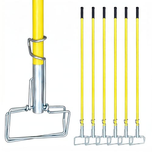 Spring Grip Mop Handle for Holding Wet Mops, Durable 60" Fiberglass Mop Handle Replacement for Floor Cleaning & Daily Cleaning, for Homeowners, Janitorial Staff & Small Business Owners - color: Yellow FiberGlass, size: 6pack (Spring Grip )