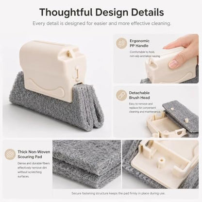 Window Track Cleaning Brush Deep Cleaning Tool Compact Design for Screen Windows Sliding Door Grooves Household Use, Cream - color: Multicolor