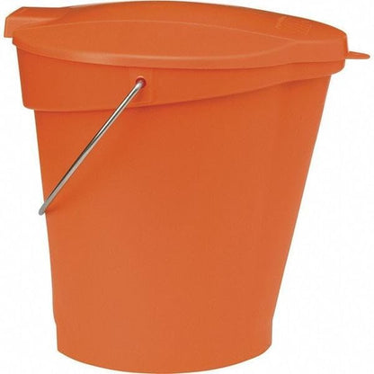 3 1/4 gal Round Bucket, 12-3/4 in H, 12 4/5 in Dia, Orange, Polypropylene/Stainless Steel - 1 Each