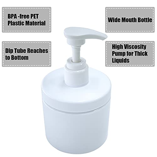 Cosywell Pump Bottle Dispenser Plastic Pump Bottles Refillable Bottles Wide Mouth Jar Style Empty Pump Bottles Bathroom Shower Containers for Lotion Shampoo Conditioner (White, 2X 500ml) - color: White, size: 2x 500ml