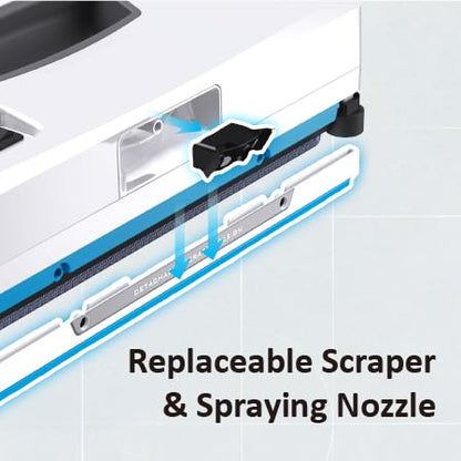 HOBOT-SP10 iScraper Window Cleaning Robot, Spray-Sweep-Scrape, 6000Pa Suction, App + Remote Control, Framed/Frameless Glass, Indoor/Outdoor Use