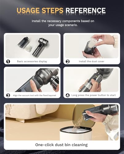 Cordless Handheld Car Vacuum Cleaner, 15000PA High Power 2-in-1 Mini Vacuum Duster & Inflator with LED Display Screen, 3-Speed Brushless Motor for Car Care, Home, Office, Pet