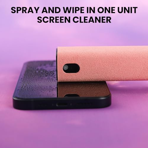 Screen Cleaner Spray and Wipe by ZERNBER- Computer Screen Cleaner, Laptop Screen Cleaner, Phone Cleaner, Car Screen Cleaner, 2in1 Touchscreen Mist Cleaner- (0.3 oz) Purple - color: Pink+Pink