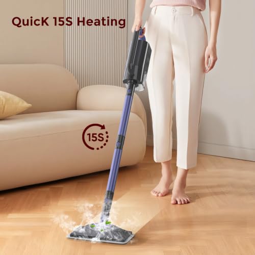 6-in-1 Steam Mop with Detachable Handheld Steamer Professional Steam Mop for Floor Cleaning, Sanitizing Steam Cleaner with Hot Vapor Technology purple