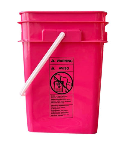 House Naturals 4 Gallon Square Food Grade Bucket Pail with Plastic Handles and Lid (Pack of 3) Made in USA containers (Magenta - Black lids) - color: Magenta - Black Lids