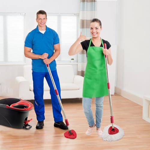 7-Pack Mop Heads Replacements Compatible with O Cedar EasyWring 1 Tank, Includes 4 Microfiber Spin Mops Replace Head, 2 Scrub Brushes, and 1 Base, Reusable and Machine Washable for Cleaning Floors