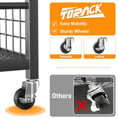 TORACK Garden Tool Organizer with Wheels, Rakes Shovels Yard Tools Stand for Garage, Shed, Garden, Indoor/Outdoor Long-Handled Tools Cart(Mid-size) - style: Mid-size Tool Stand