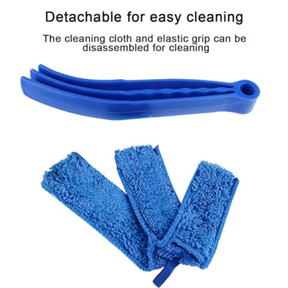 3PCS Mini Duster for Car Air Vent, Automotive Air Conditioner Cleaner and Brush, Vehicle Blind Dust Cleaning Tool for Keyboard, Window, Shutter, Universal for SUV, Truck, RV（Blue） - color: Blue