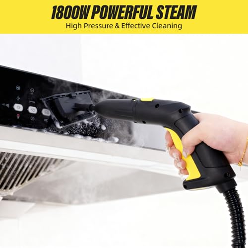 Rolling Steam Cleaner for Floors & Cars, 1800W Portable Steam Cleaner with 2.0L Tank & 5m Cord,Multi-Scenario Cleaner for Home, Car, Kitchen, Bathroom, Tile, Grout, Carpet