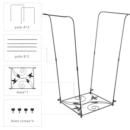 2 Pack Trash Bag Holder, Metal Garbage Bag Holder, Portable Hummingbird Pattern Base Leaf Bag Holder, Multi-use Trash Bag Holder Stand for Camping, Party, Garden - color: BlackD-2 PCS