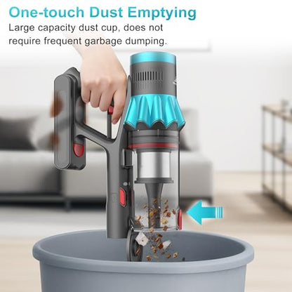 Cordless Vacuum Cleaner, 55Kpa 70Mins Stick Vacuum for Home with LED Display and Self-Standing, Vacuum with Anti-Tangle Brush&Wall Mount Charging, Vacuum Cleaners for Pet Hair/Carpets/Floors