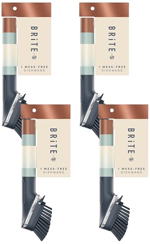 Brite by Scotch-Brite Limited Edition Mess-Free Dishwand, Sleek and Stylish Dish Brush with Soap Dispenser Handle (Pack of 4) - size: (Pack of 4)