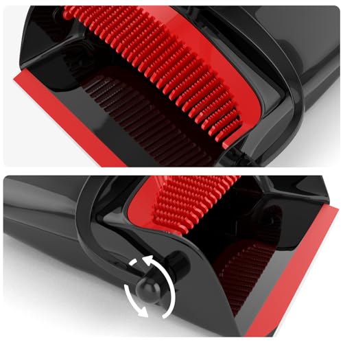 Broom with Dustpan Combo Set 54" Long Handle Adjustable Length Stainless Steel Broomstick Standing Dust Pan and Broom Set for Office Home Kitchen Lobby Floor Cleaning (Red and Black) - color: Black and Red