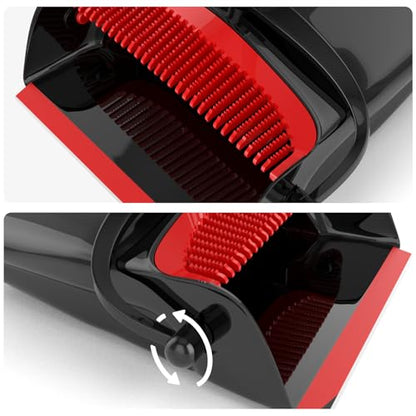Broom with Dustpan Combo Set 54" Long Handle Adjustable Length Stainless Steel Broomstick Standing Dust Pan and Broom Set for Office Home Kitchen Lobby Floor Cleaning (Red and Black) - color: Black and Red