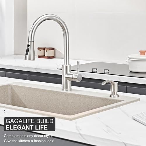 GAGALIFE Kitchen Sink Soap Dispenser - Sink Soap Dispenser Pump with 40" Silicone Soap Dispenser Extension Tube (Brushed Nickel), Say Goodbye to Frequent Refills G080-1BN - color: Brushed Nickel, size: with Hose