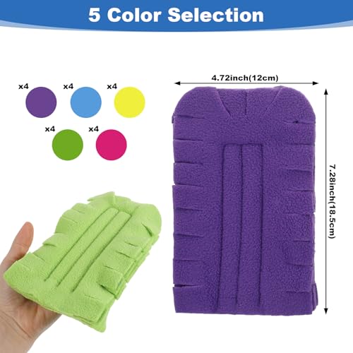 20 Pcs Reusable Duster Refills, 360° Fleece Cleaning Pads for Ceiling Fans, Blinds & Furniture (Blue, Pink, Yellow, Green, Purple, 7.3 x 4.7 Inches)