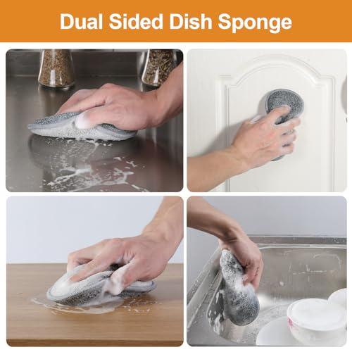 TEZZ 5 Pieces Cast Iron Cleaner Kit Include Stainless Steel Chainmail Scrubber, Dish Scrub Brush, Dual Sided Kitchen Dish Scrubber Sponge, Hot Handle Holder For Cleaning Cast Iron Skillets, Pot & Pans