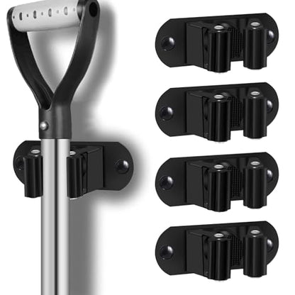 Mop and Broom Holder Wall Mount Heavy Duty Stainless Steel Wall Mounted Broom Organizer Laundry Room Home Garden Garage Storage and Organization Rack (Black) - color: Black