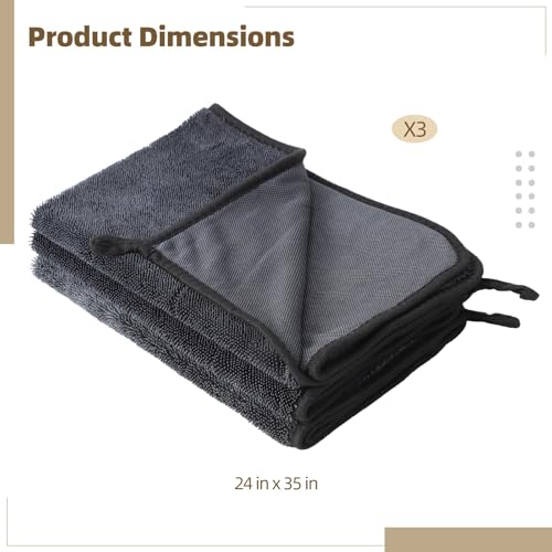 Shiny Wipes Shower Cleaning Cloth - 3 Pack 24 x 36 inch Ultra Absorbent Car Drying Towel, Shiny Wipes Drying Towel Microfiber Cleaning Cloth for Car, Bath & Househood - size: 24*36in