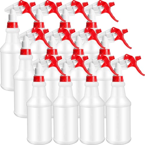 Eccliy 12 Pcs 16 Oz Plastic Spray Bottle, Adjustable Empty Reusable Sprayer for Cleaning, Planting, Water, Bathroom and Kitchen, BBQ, Commercial and Residential (Original,Red) - color: Red, size: Original