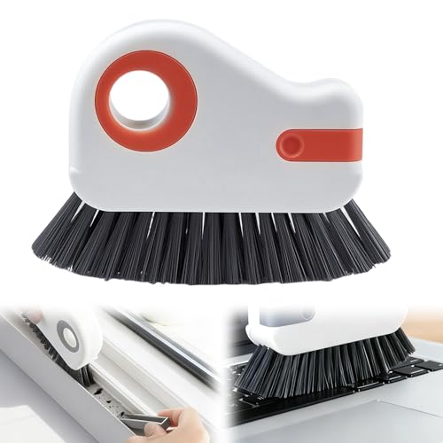 2 in 1 Window Track Cleaning Brush, 2026 New Groove Crevice Cleaning Tool, Multifunctional Hard Bristle Grip Brush with Hidden Scraper, Gap Scrub Brush for Sliding Door, Window Sill (1Pc-Orange) - color: 1pc-orange