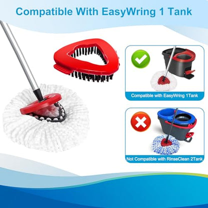 Mop Head Replacement for O Cedar, Spin Mop Replacement Head for Ocedar Easywring 1 Tank System, Mop Heads Includeds 6 Mop Replacement Heads, 1 Spin Scrub Brush & 1 Base, White - color: White