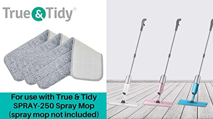 True & Tidy, Extra Thick Microfiber Mop Pad Pack Refill for SPRAY-250 Spray Mop SPRAY-360 Spray Mop Kit SWEEP-180 Sweeper Mop, Fits Other Mops, Machine Washable up to 100x, 15.5 x 5 inch (3-Pack)