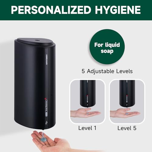 anydry 29fl.oz/850ml Commercial Automatic Liquid Soap Dispenser Wall-Mounted Large Capacity Model AD1209 Black - color: Black