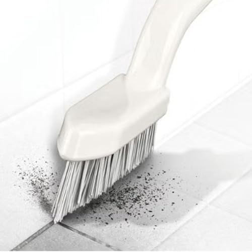[3-Pack] Heavy Duty Scrub Brush Set with Professional PBT Stiff Bristles, V-Shape Grout Cleaner & Wide Floor Scrubber for Deep Cleaning Bathroom, Shower, Tile and Kitchen Gaps, Non-Slip Grip