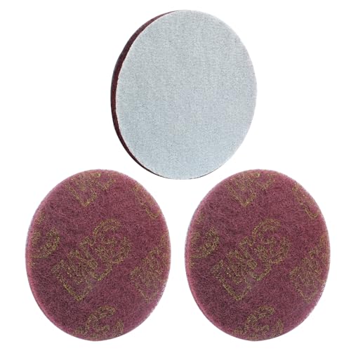 Hordion 8Pcs Scrub Pads Round Scrubber Scouring Pads Abrasive Scuffing Tool for Home Kitchen House Cleaning, Red