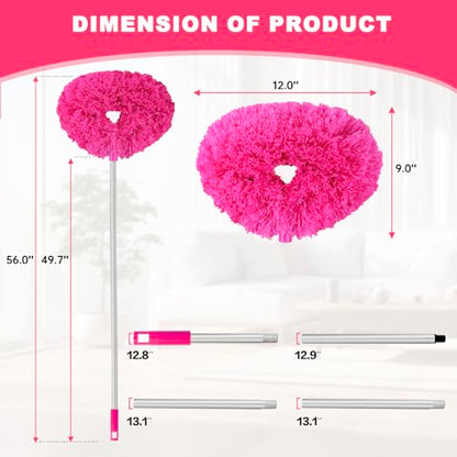 Ceiling Fan Cleaner Duster Reusable Microfiber Ceiling Fan Blade Cleaner Removable Duster with Extension Pole Adjusts 13 to 49.7 Inch for Cleaning Walls Bookshelves Furniture Door Window Top (Rosy) - color: Rosy