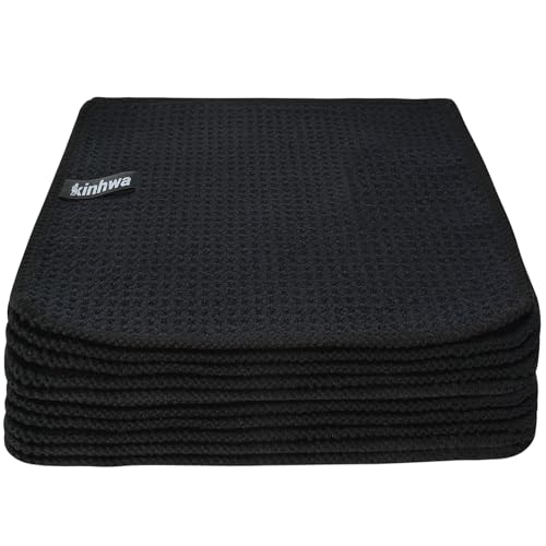 KinHwa Dish Cloths for Washing Dishes Kitchen Towels Microfiber Dish Towels for Kitchen Dish Towels Absorbent 8inch x 8inch 6 Pack (Black, 8in x 8in 10 PC) - color: Black, size: 8in x 8in 10 Pack