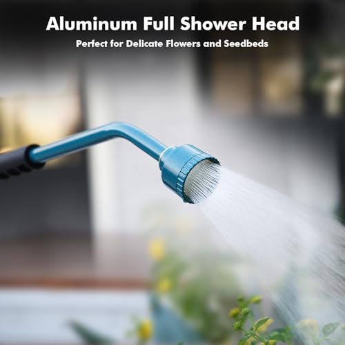 RESTMO Heavy Duty Full Metal Long Watering Wand, 24 Inches Gentle Soft Full Shower Sprayer Wand with Flow Control, Hose Wand for Hanging Baskets, Shrubs, Plants, Flowers, Garden and Lawn, Blue - color: Blue