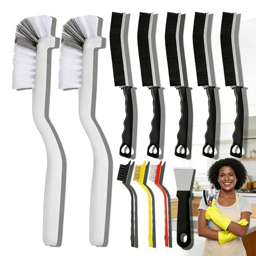 Crevice Cleaning Brush 11Pcs, Hard Bristle Scrub Brushes Tools for Kitchen, Bath and Corners with Home, Multi-Use for Hard-to-Reach Areas, Easy Cleaning