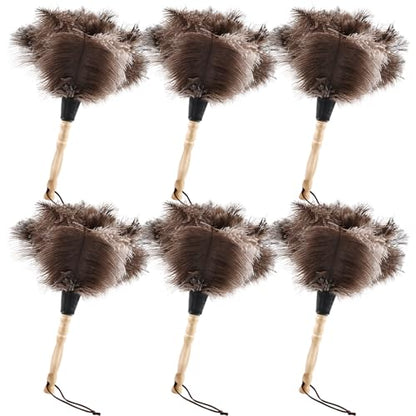 Ostrich Feather Duster 14" Natural Handheld Reusable Feathers Dusters with Wooden Handle for Cleaning Supplies Home Car Office(6PCS) - color: Natural-14in-stylec-6pcs