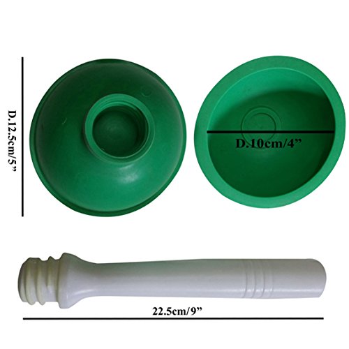 Drain Plunger, Small Hand Force Plumber Helper, Little 4 inch Cup Clog Remover, Tiny Rubber Unclogger in 9" Short Handle for Kitchen Sink, Bathroom Toilet, Shower Bath Tub (Green) - color: Green