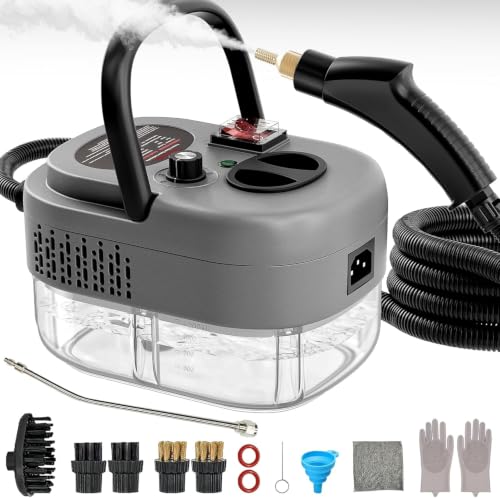 Portable High-Pressure Handheld Steam Cleaner, 14-Piece Accessories, 6 Steam Levels, 15s Heat-Up,chemical-free Cleaning Tile, Grout, Dirt, Grease & Car Detailing-Black - color: 1GARY
