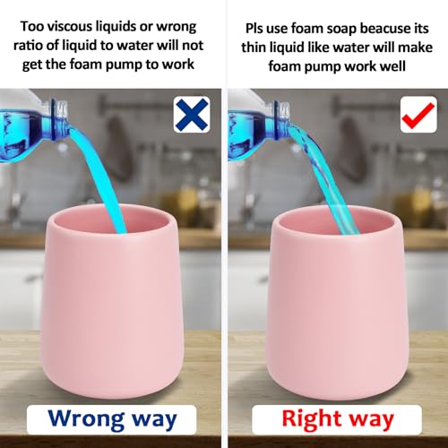 Soap Foaming Dispenser Ceramic with Easy-to-Press Pump Hand Foam Dispenser for Shampoo Bathroom Kitchen 12 oz - color: Foam-pinkmattlegold