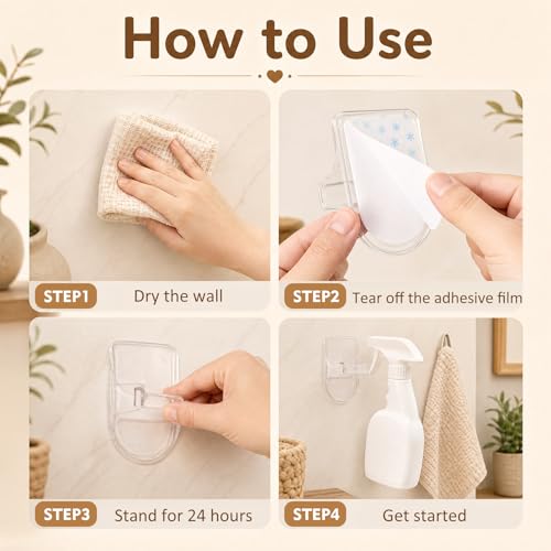 Taiyin 4 Pcs Wall Mount Spray Bottle Hooks Holder Spray Bottle Hanger Adhesive Hook to Create Storage Space Rack Organizer Hanger for Cabinet Kitchen Variety Surfaces (Clear) - color: Clear
