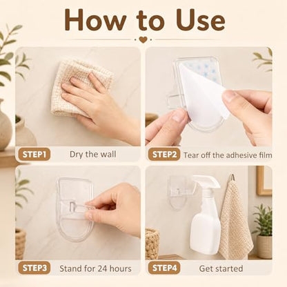 Taiyin 4 Pcs Wall Mount Spray Bottle Hooks Holder Spray Bottle Hanger Adhesive Hook to Create Storage Space Rack Organizer Hanger for Cabinet Kitchen Variety Surfaces (Clear) - color: Clear