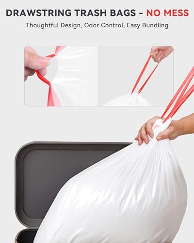 KONE Custom Fit Trash Bags Compatible with Simplehuman Code H, 68 Count Drawstring Garbage Bags, Dispenser Pack Trash Bin Liners For Kitchen, Bathroom, Home, 35 Liter / 8-9 Gallon