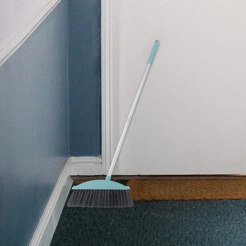 FAVOMOTO Long Handle Sweeping Broom for Floor Cleaning Nordic Blue Heavy Duty Indoor Dust Broom Kitchen and Home Cleaning Tool Suitable for Pet Hair and Daily Sweeping