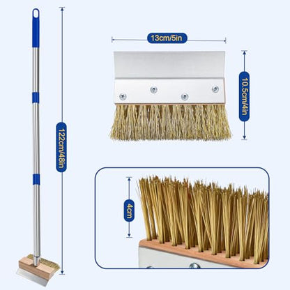 Pizza Oven Brush, Brass Wire Brushes with Scraper and Detachable 46inches Long Handle for Outdoor Pizzaoven Cleaning, Kitchens Cleaning Brush for Restaurants, BBQ Shelf, Fireplace