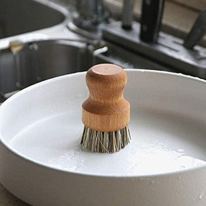 Bamboo Dish Brush, Natural Dish Scrub Brush for Kitchen, Wooden Dish Scrubber, Dish Washing Brush for Dishes, Pots, Pans, Sink Cleaning