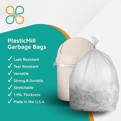 PlasticMill Heavy Duty Trash Bags - Clear Garbage Bags - Plastic Rubbish Sacs - Kitchen, Bathroom, Office waste Bags, Trash Can Liners - 7-10 Gallon Small plastic Bags, 1 Mil, 24"x23" (500-Count) - size: 1 Count (Pack of 500)