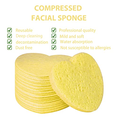 100-Count Compressed Facial Sponges for Estheticians Heart Shape Natural Cellulose Sponge Professional Cosmetic Spa Sponges for Face Cleansing, Massage, Pore Exfoliating, Mask, Makeup Removal, Yellow - color: 100- Pack Yellow