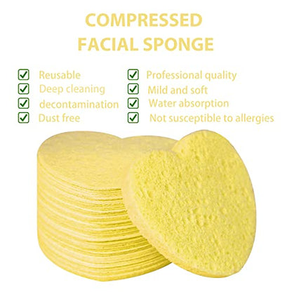 100-Count Compressed Facial Sponges for Estheticians Heart Shape Natural Cellulose Sponge Professional Cosmetic Spa Sponges for Face Cleansing, Massage, Pore Exfoliating, Mask, Makeup Removal, Yellow - color: 100- Pack Yellow