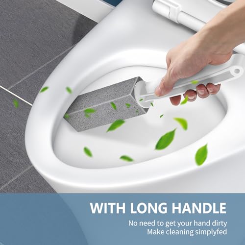 Laiyeoy Toilet Bowl Cleaner Pumice Stone -Hard Water Stain Remover, Powerfully Removes Toilet Bowl Rings，Rust &Lime，Ideal for Toilet Brush/BBQ Grills/Sink/Pool/Bathroom【2Pack】 (Extra Long Handle) - color: Extra Long Handle