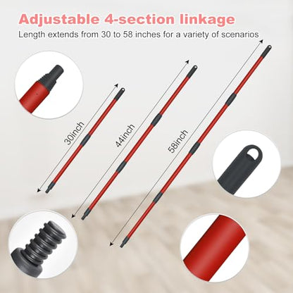 Mop Handle Mop Replace Heads and Mop Base Brush Replacement for O Cedar EasyWring 1-Tank System Include 3 Spin Mop Replacement Head, 4-Section Mop Handles, 1 Base and 1 Scrub Brush Combo - color: 3 White Mop Heads + 1 Set Mop Handle ( 1 Tank )